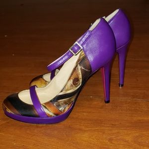 Versace Purple Mary Jane Platform Pump Sz 37